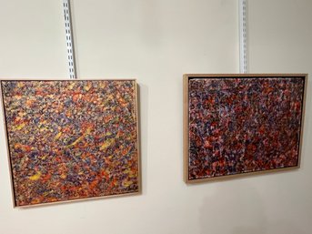 Two Signed Mark E. Zimmerman Abstracts - Acrylic On 300 Pound Paper And Acrylic On Canvas