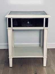 Single Drawer, Wood With Mirror Top Side Table