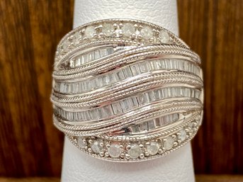 White Diamond Rhodium Over Sterling Silver Ring 1.00ctw - Size 4