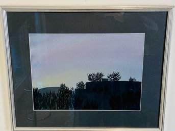 Signed Silver Wooden Frame Western Sunset Theme By Mark Zimmerman