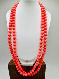50' Pacific Style 8-9mm Round Pink Coral Bead Necklace