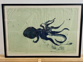 Framed, Initialed Robert Tucker Original Art On Paper - Octopus And Crab Motif