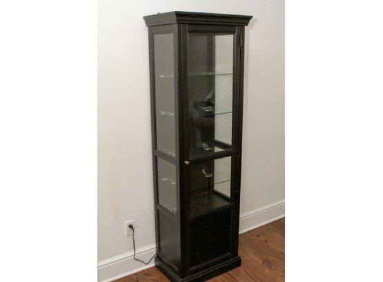 Painted Black Wood And Glass Display Cabinet  - Lighted