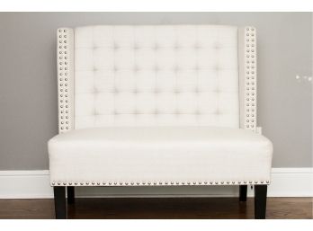 Gorgeous Sand Color Button Tufted Seat With Nailhead Detail