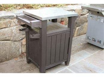 Portable Outdoor Prep Station - Plastic With Metal Top