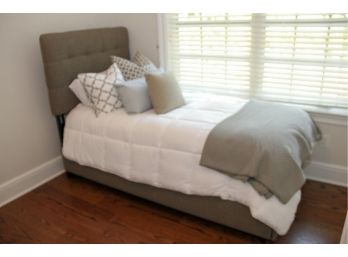 Grey Button Tufted Twin Bed