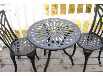 Wrought Iron Outdoor Cafe Set - Table And Chairs
