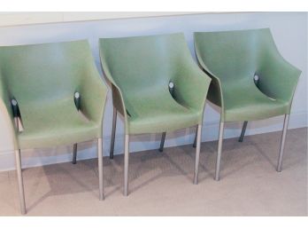 Set Of 3 Dr. No Chairs By Philippe Starck For Kartell - Sage Green