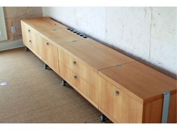 Modern Light Wood And Metal Media Console