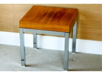Modern Square Wood Table With Chrome Legs