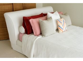 White Fendi Fabric King Bed