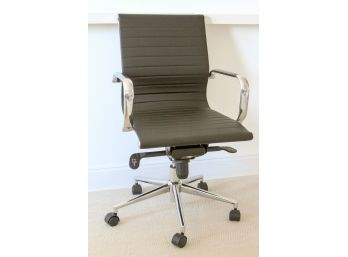 Black Leather And Chrome Modern Office Chair