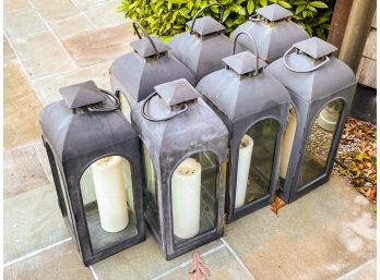 Set Of 7 Restoration Hardware Duomo Wrought Iron Lanterns