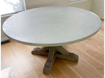 Restoration Hardware BELGIAN TRESTLE CONCRETE & TEAK ROUND DINING TABLE