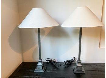 Pair Of Restoration Hardware Wrought Iron Table Lamps