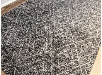 Restoration Hardware Wool And Cotton Blend Rug - 8' By 10' - Dark Grey And Cream