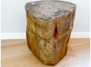 Restoration Hardware All Brown Petrified Wood Side Table