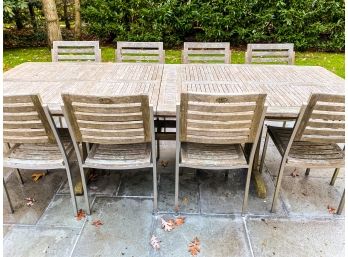 Rumrunner Teak Patio Table And 10 Chairs With Metal Frame