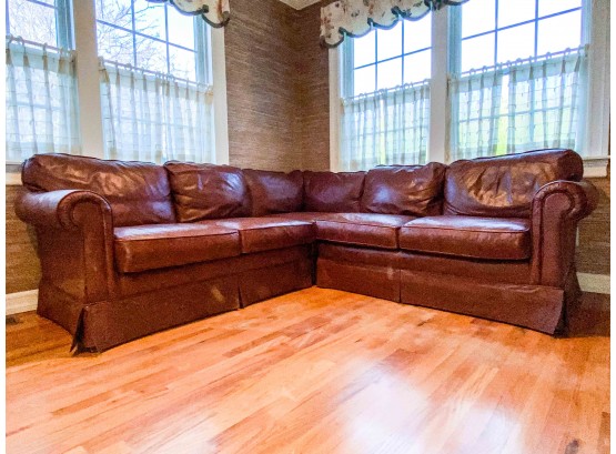 3 Piece Leather Sectional - Caramel Color -