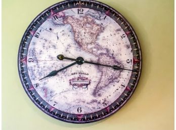 Large Round Wall Clock - New World - Western Hemisphere