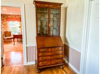 Gorgeous Chippendale Style Secretary With 2 Glass Doors, 4 Drawers