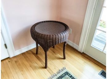Pair Of Rattan And Glass Top Side Tables - Square And Round
