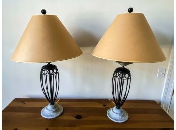 Pair Of Iron And Resin Lamps