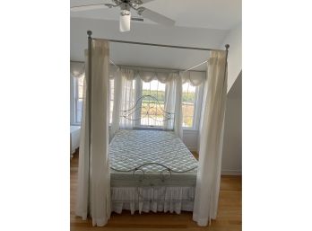 Queen White Wrought Iron Canopy Bed