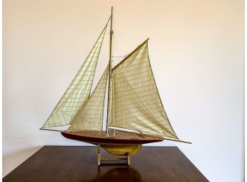 Wooden Sailboat Model On Stand