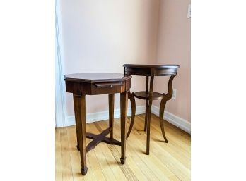 Set Of 2 Lane Side Tables - Round And Octagon