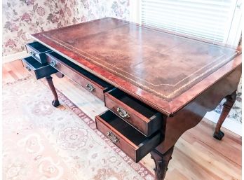 Yorkshire House, Inc Faux Partners' Desk With Leather Top