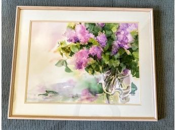 Signed Watercolor Of Lilacs By Mary Ann Heinzen