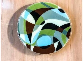 Modern Multicolored Plate - Brown, Blue, Green And Navy
