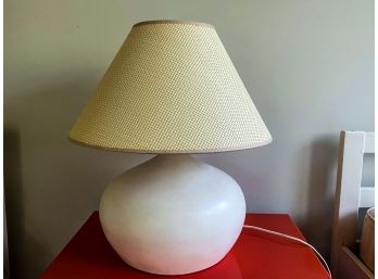 White Ceramic Pottery Lamp With Perforated Shade