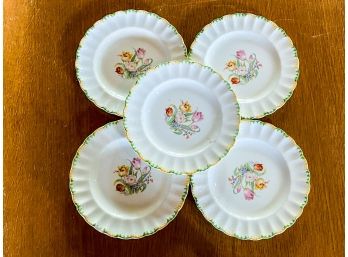 Set Of 5 Limoges Tulip Side Plates - Easter K - Monsoon - Light Green And Yellow