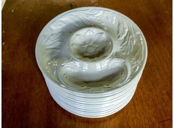 Unsigned Set Of Cream Pottery Set Of 12 Artichoke Plates