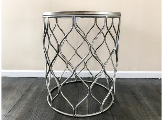 Wood And Metal Side Table - Silver