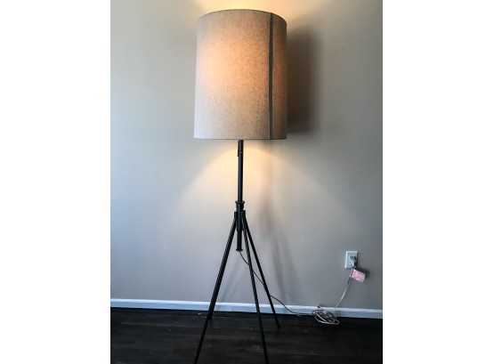 Metal 4 Leg Standing Lamp With 2 Pulls And Sand Colored Shade