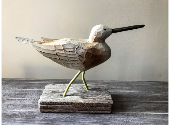 Wood And Metal Sandpiper On Stand
