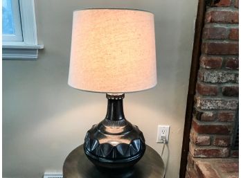 Modern Silver Ceramic Table Lamp With Sand Fabric Shade