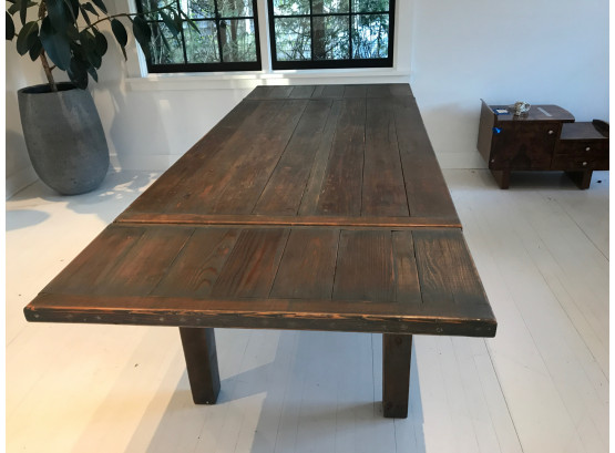 Grey Washed Pine Farm Table With 2 Leaves