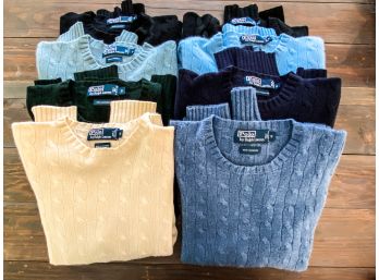Lot Of 8 Small Mens Ralph Lauren Cable  Knit Cashmere Sweaters - Assorted Colors