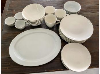 Set Of Crate And Barrel Elements White Dishes Incl 1 PB Great White Platter