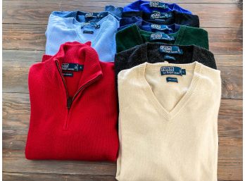 Lot Of Mens Ralph Lauren Cashmere V-Neck Sweater And Red Quarter Zip