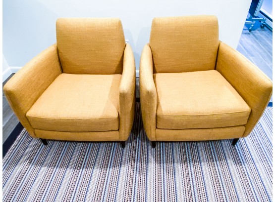 Pair Of CB2 Parlour Chairs In Alpha Sunflower