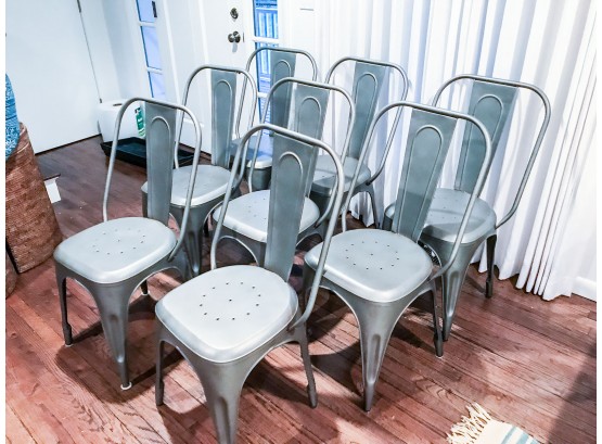 Set Of 8 Industrial Metal Dining Chairs
