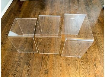 TWO CB2 3-Piece Peekaboo Acrylic Nesting Table Sets