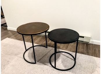 Pair Of Crate And Barrel Knurl Accent Nesting Tables