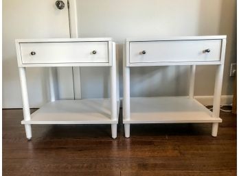 Pair Of Crate And Barrel White Nightstands