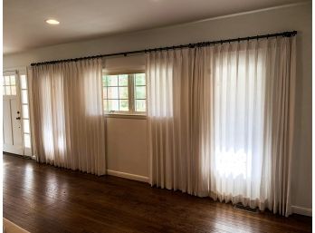 6 Panels Of Sheer White Linen Curtain Panels